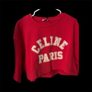 BRAND NWT CELINE RED CROPTOP SWEATER SHIRT